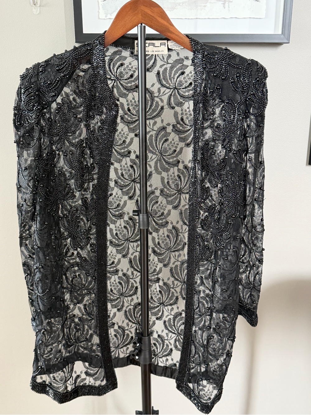 Vintage Scala Beaded Sheer Evening Jacket. Size Petite Small